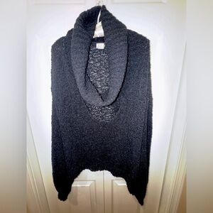 Some Days Lovin Open V/Cowl Neck Bubble Sleeve Sweater Black Size S (oversized)